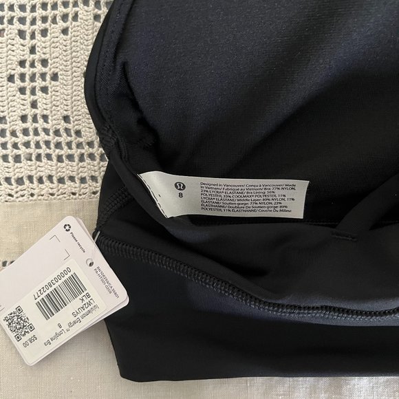 NEW with tags Lululemon Energy Longline Bra Black size 8 - Picture 8 of 9